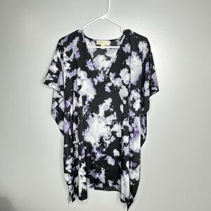Michael Kors Purple and Black Tie Dye Kaftan Blouse Size L/XL *No belt*